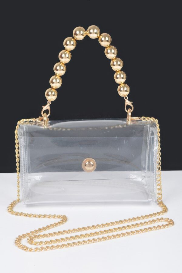 Transparent Flap Clutch with CCB Handle – Mixed Metal Frame