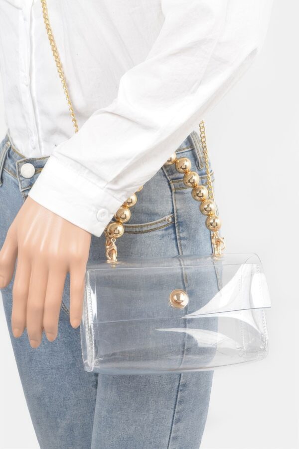 Transparent Flap Clutch with CCB Handle – Mixed Metal Frame