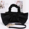 Nylon Top-Handle Clutch with Bow Front Accent