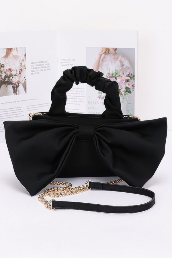 Nylon Top-Handle Clutch with Bow Front Accent