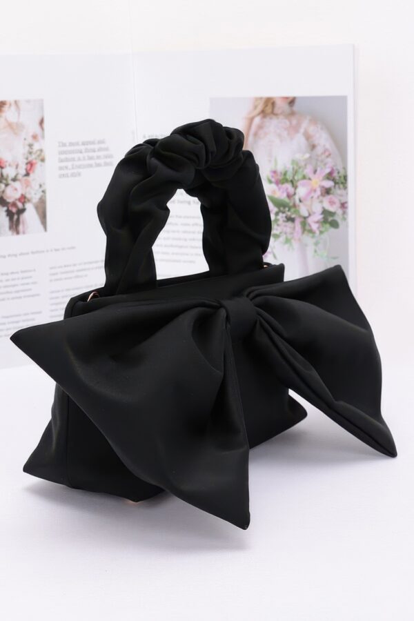 Nylon Top-Handle Clutch with Bow Front Accent