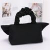 Nylon Top-Handle Clutch with Bow Front Accent