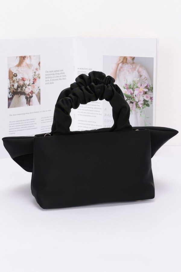 Nylon Top-Handle Clutch with Bow Front Accent