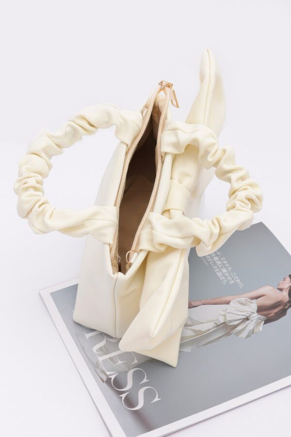 Nylon Top-Handle Clutch with Bow Front Accent