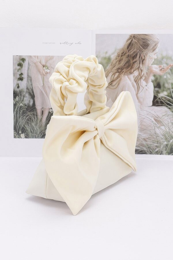 Nylon Top-Handle Clutch with Bow Front Accent
