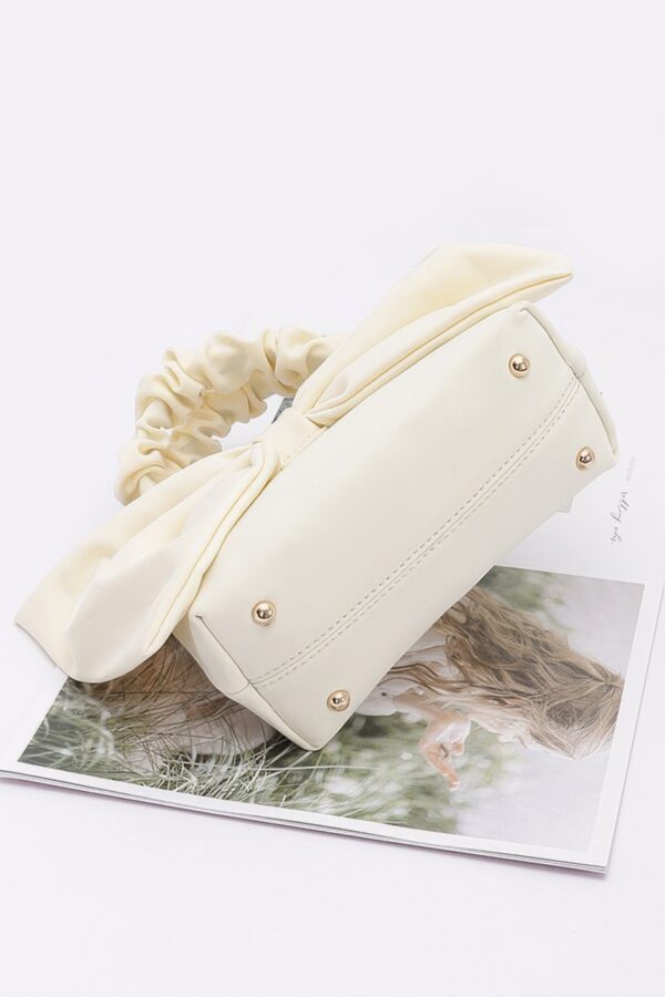 Nylon Top-Handle Clutch with Bow Front Accent