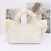 Nylon Top-Handle Clutch with Bow Front Accent
