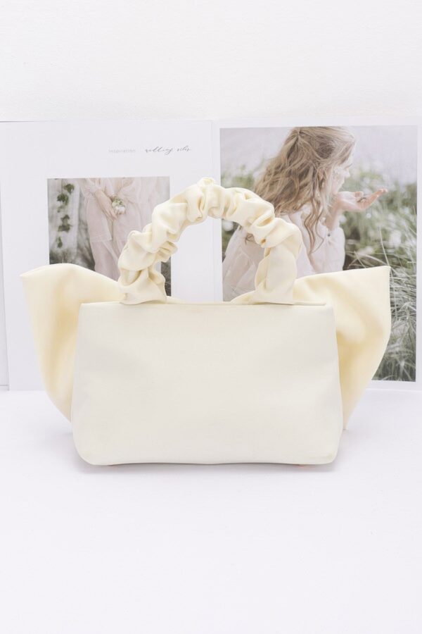 Nylon Top-Handle Clutch with Bow Front Accent