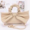 Nylon Top-Handle Clutch with Bow Front Accent