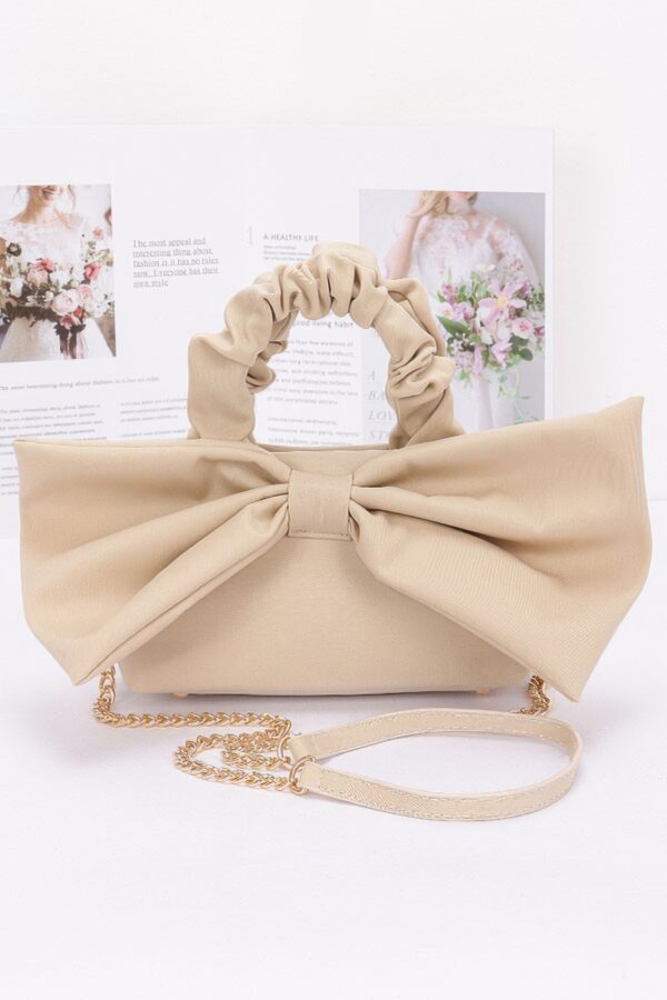 Nylon Top-Handle Clutch with Bow Front Accent