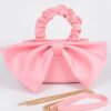 Nylon Top-Handle Clutch with Bow Front Accent