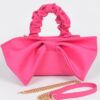 Nylon Top-Handle Clutch with Bow Front Accent