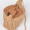 Faux Straw Zip Chain Shoulder Clutch – Mixed Metal Accents