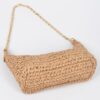 Faux Straw Zip Chain Shoulder Clutch – Mixed Metal Accents