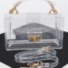 Clear PVC Top-Handle Shoulder Bag with Metal Accents