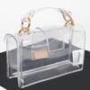 Clear PVC Top-Handle Shoulder Bag with Metal Accents