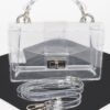 Clear PVC Top-Handle Shoulder Bag with Metal Accents
