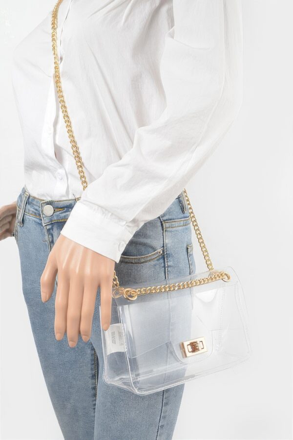 Transparent Flap Crossbody Bag with Metal Flap