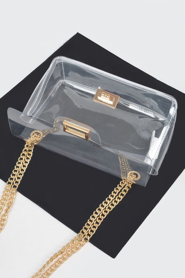 Transparent Flap Crossbody Bag with Metal Flap
