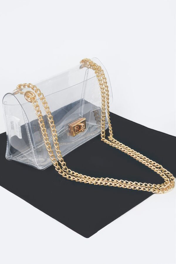 Transparent Flap Crossbody Bag with Metal Flap