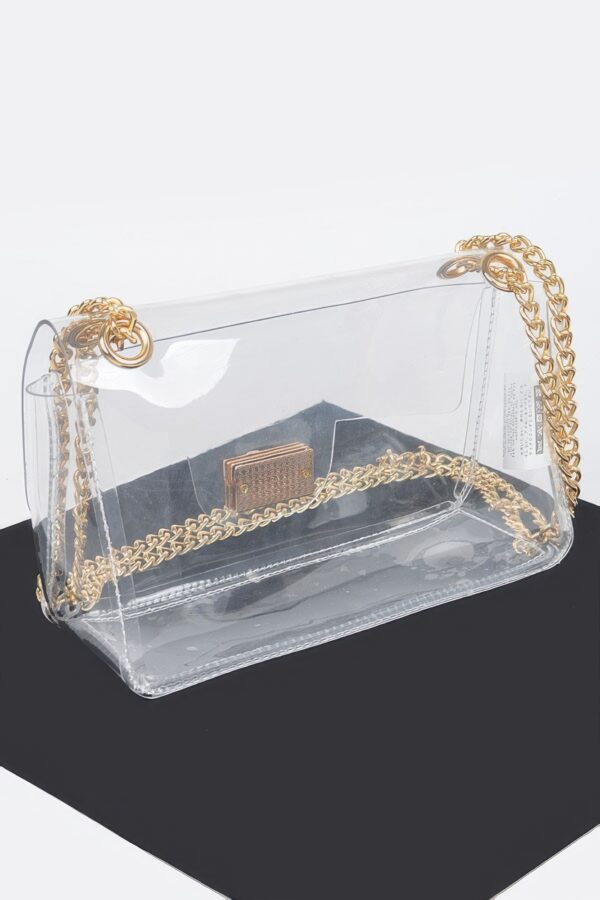 Transparent Flap Crossbody Bag with Metal Flap