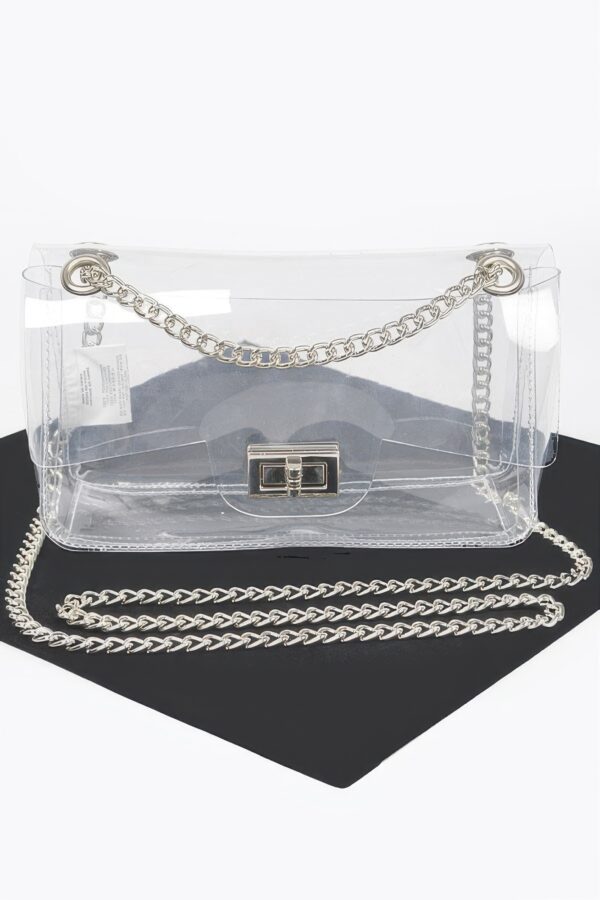 Transparent Flap Crossbody Bag with Metal Flap