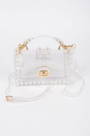 Transparent Clutch with Faux Pearl Handle