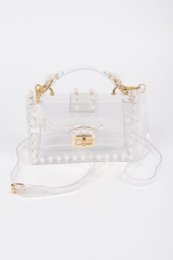 Transparent Clutch with Faux Pearl Handle