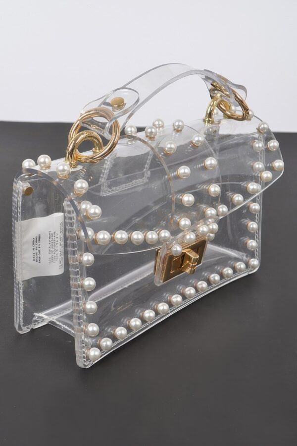Transparent Clutch with Faux Pearl Handle