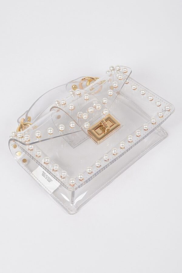 Transparent Clutch with Faux Pearl Handle