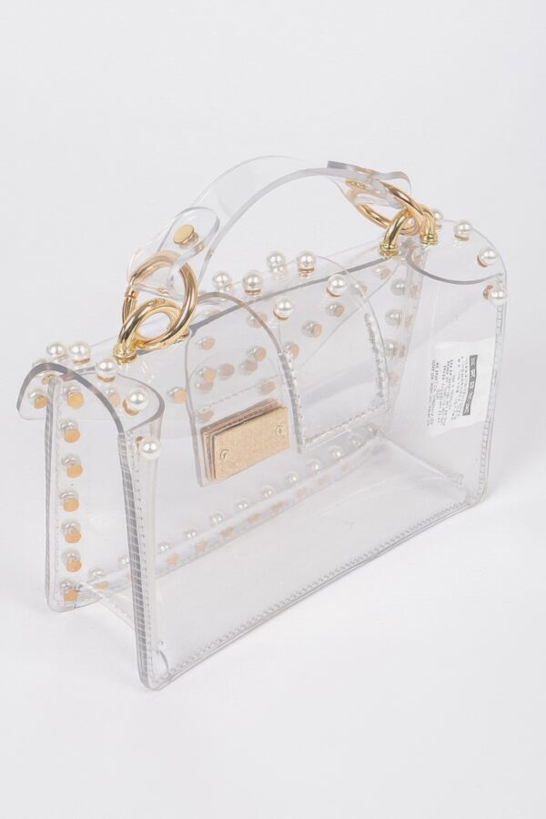 Transparent Clutch with Faux Pearl Handle