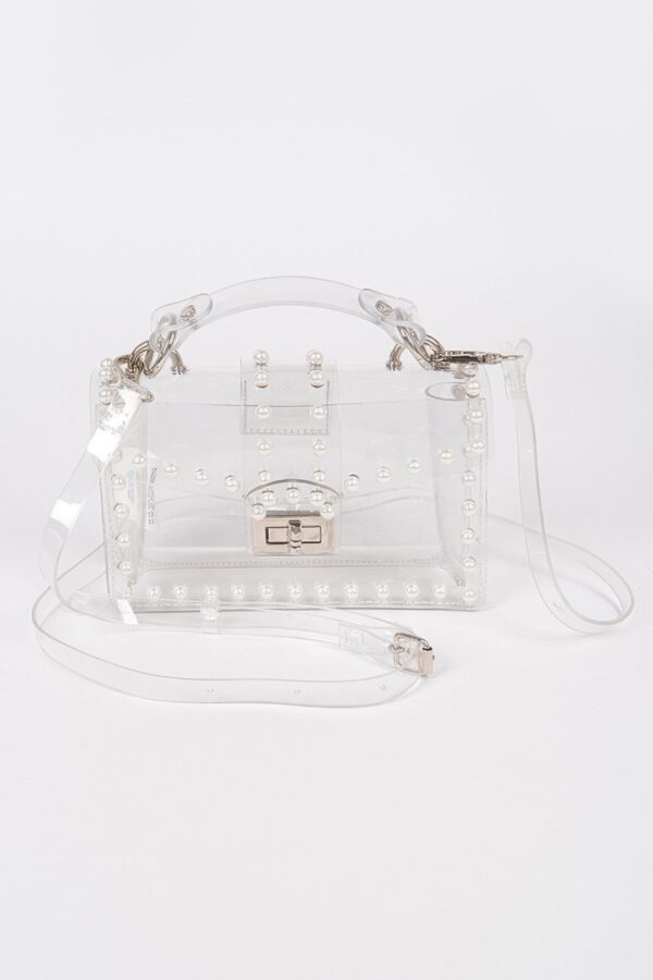 Transparent Clutch with Faux Pearl Handle