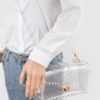 Transparent Clutch with Faux Pearl Handle – Clear Gold/Silver