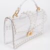 Transparent Clutch with Faux Pearl Handle – Clear Gold/Silver