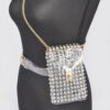 Clear Rhinestone PVC Belt Bag with Chain Accent