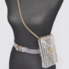 Clear Rhinestone PVC Belt Bag with Chain Accent