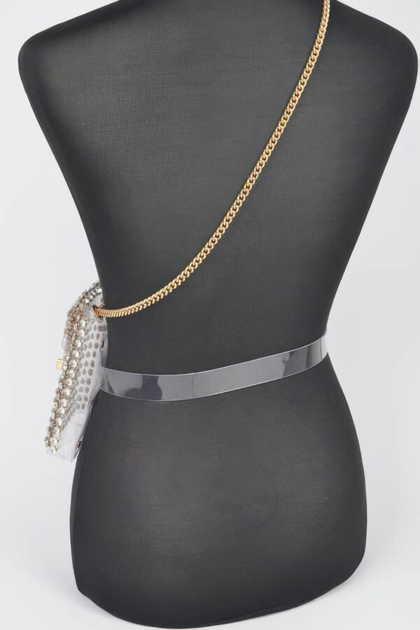 Clear Rhinestone PVC Belt Bag with Chain Accent
