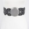 Round Buckle Faux Leather Western Belt with Multi Eyelets