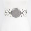 Round Buckle Faux Leather Western Belt with Multi Eyelets