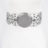 Round Buckle Faux Leather Western Belt with Multi Eyelets