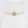 Faux Pearl Stretch Belt with Pearl Trim – Ivory