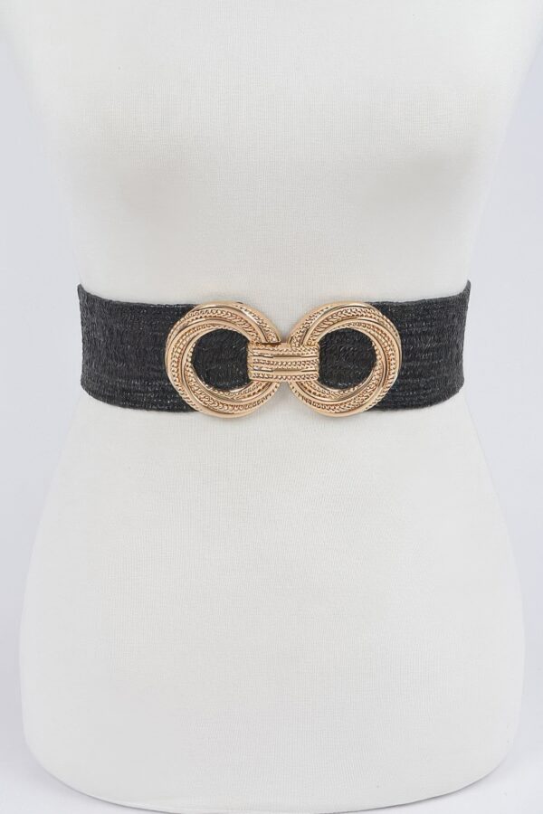 Stretch Straw Belt with Metal OO Buckle – Plus Size