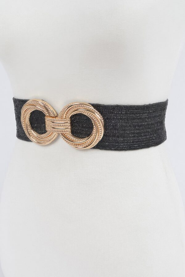 Stretch Straw Belt with Metal OO Buckle – Plus Size