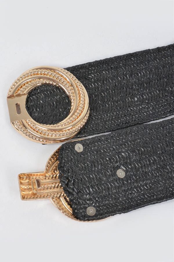 Stretch Straw Belt with Metal OO Buckle – Plus Size