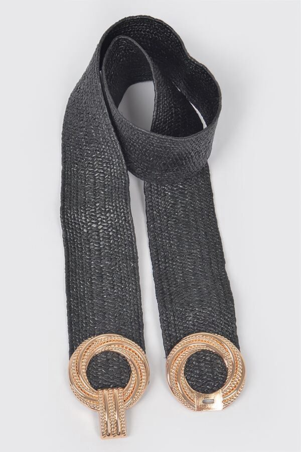 Stretch Straw Belt with Metal OO Buckle – Plus Size