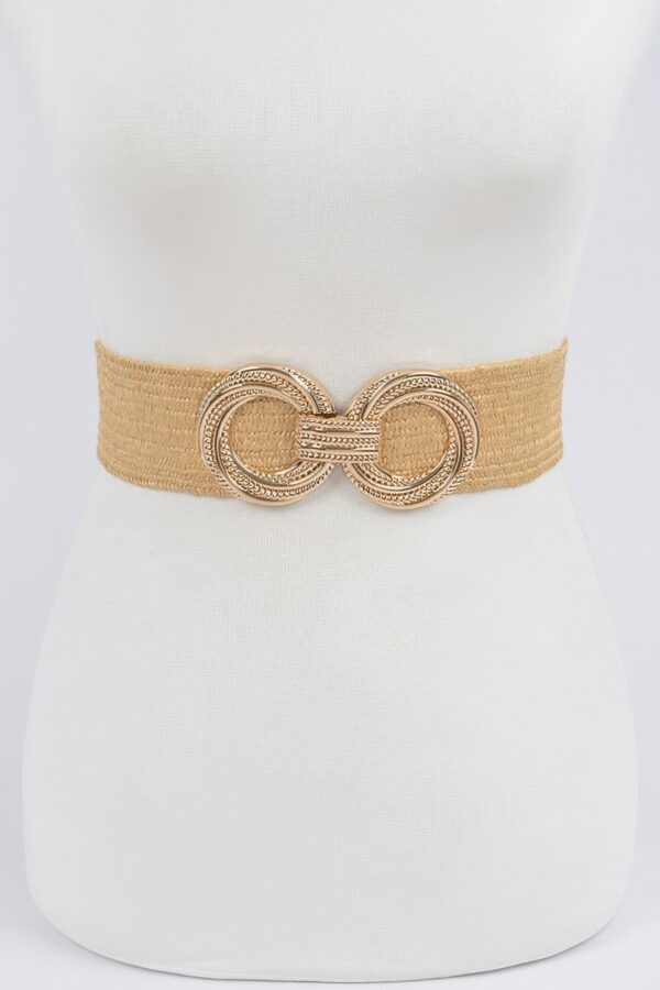 Stretch Straw Belt with Metal OO Buckle – Plus Size