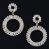 Rhinestone Round Dangle Earrings – Gold or Silver