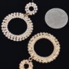 Rhinestone Round Dangle Earrings – Gold or Silver