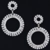 Rhinestone Round Dangle Earrings – Gold or Silver