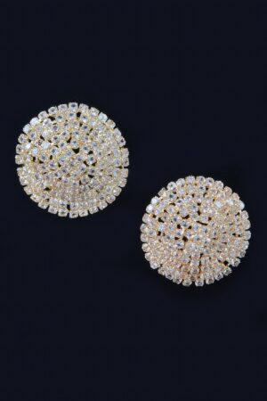Round Rhinestone Stud Earrings – Gold & Silver